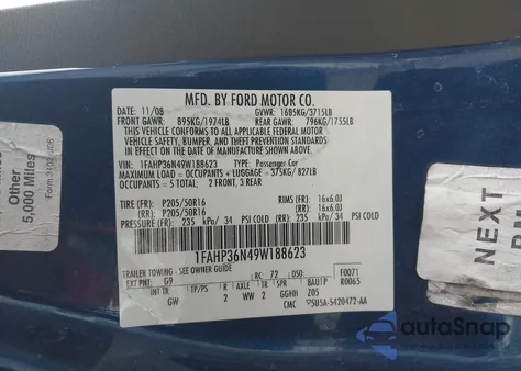 2009 Ford Focus Ses из США, поврежденный, VIN 1FAHP36N49W188623